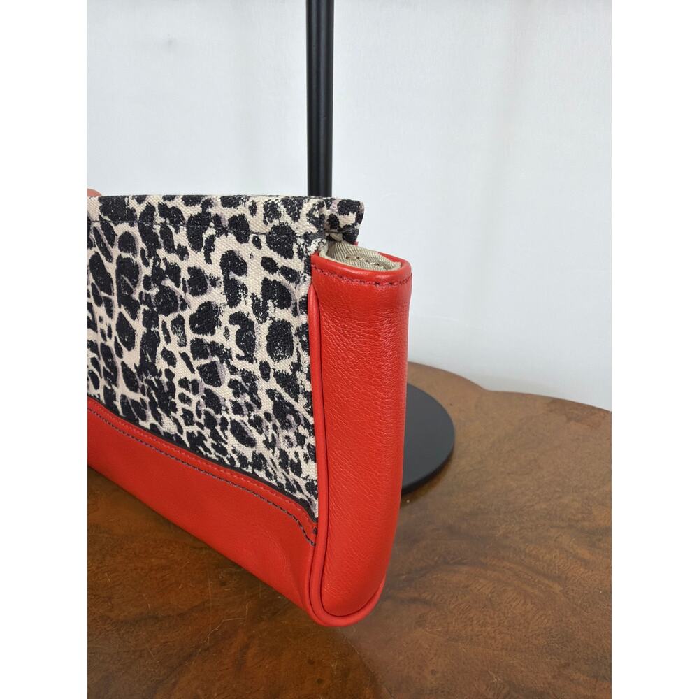 Coach Rory 19988 Leopard Print Handbag Red Leather Trim Clutch Wristlet Bundle - Picture 7 of 16